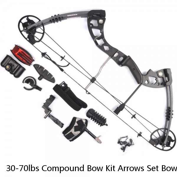 30-70lbs Compound Bow Kit Arrows Set Bow Sight Archery RH Shooting Hunting